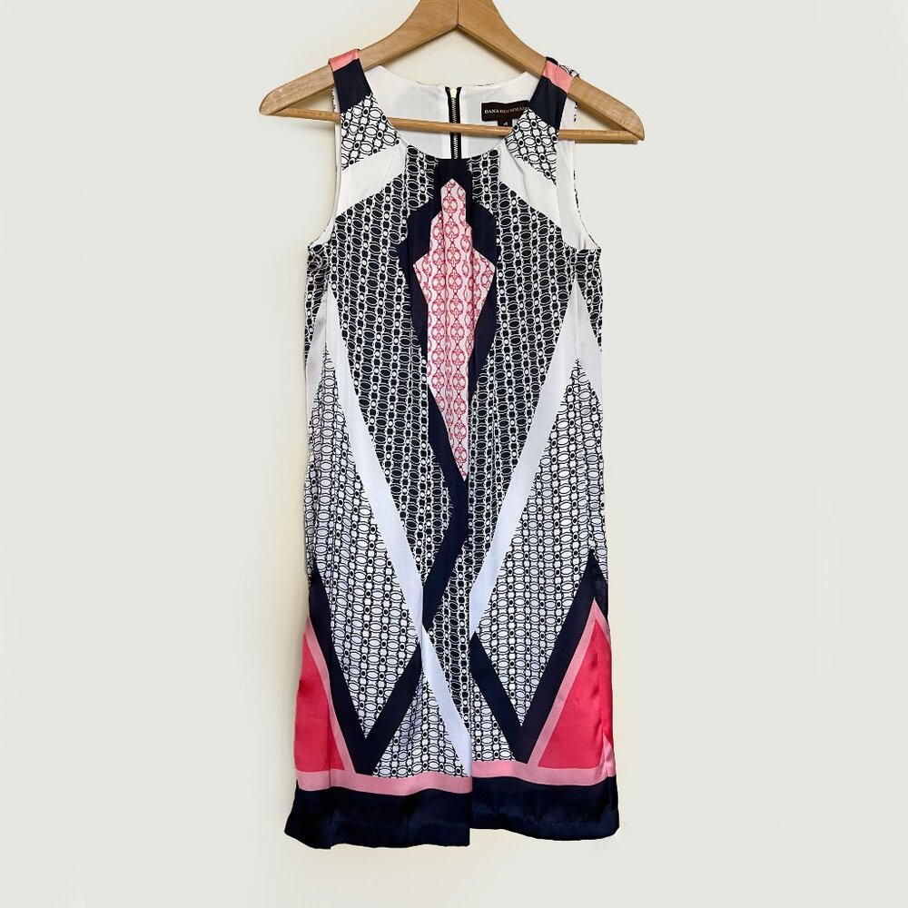NWT* Dana Buchman Coral, Pink & Navy Sleeveless Dress Size XS
